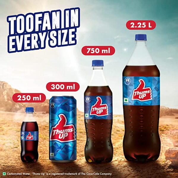 Thums Up Cold Drink | Soft Drink with Strong Taste | Spicy & Fizzy Cold Drink | Recyclable Can, 300 ml (Pack of 6) - Image 2