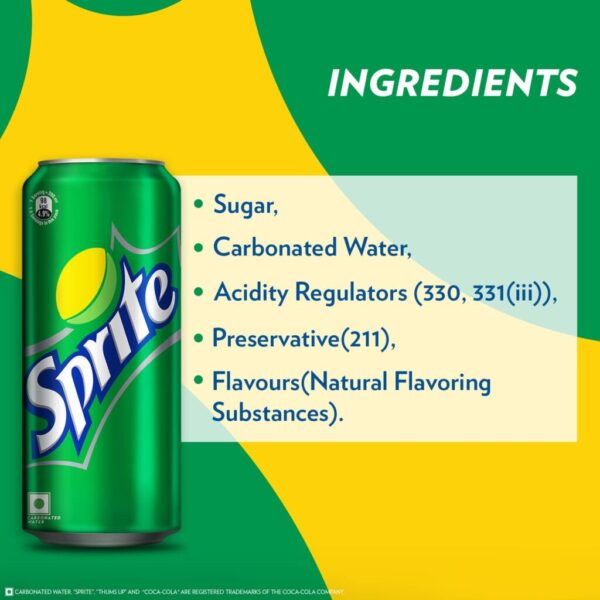 Sprite Lemon-Lime Flavoured Cold Drink | Refreshing Taste | Clear Soft Drink with No Added Colours | Recyclable Can, 300 ml (Pack of 6) - Image 2